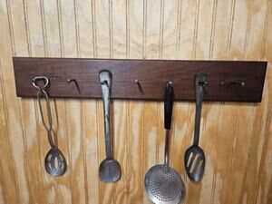 Handmade solid mahogany wooden kitchen rack.